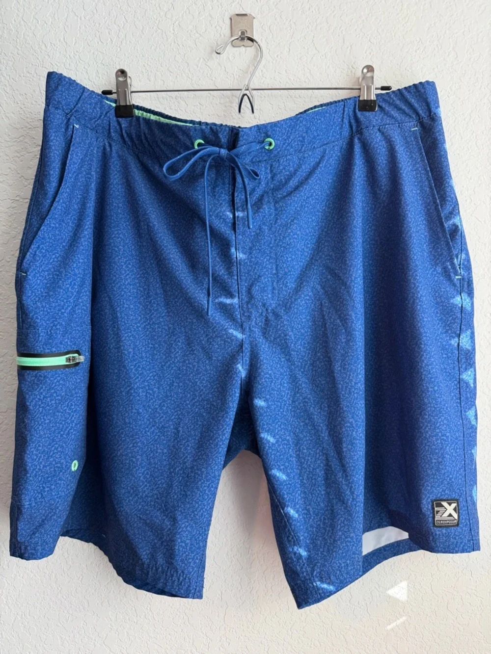 ZeroXposur Men's Royal Blue Swim Board Shorts with Lime Accents
